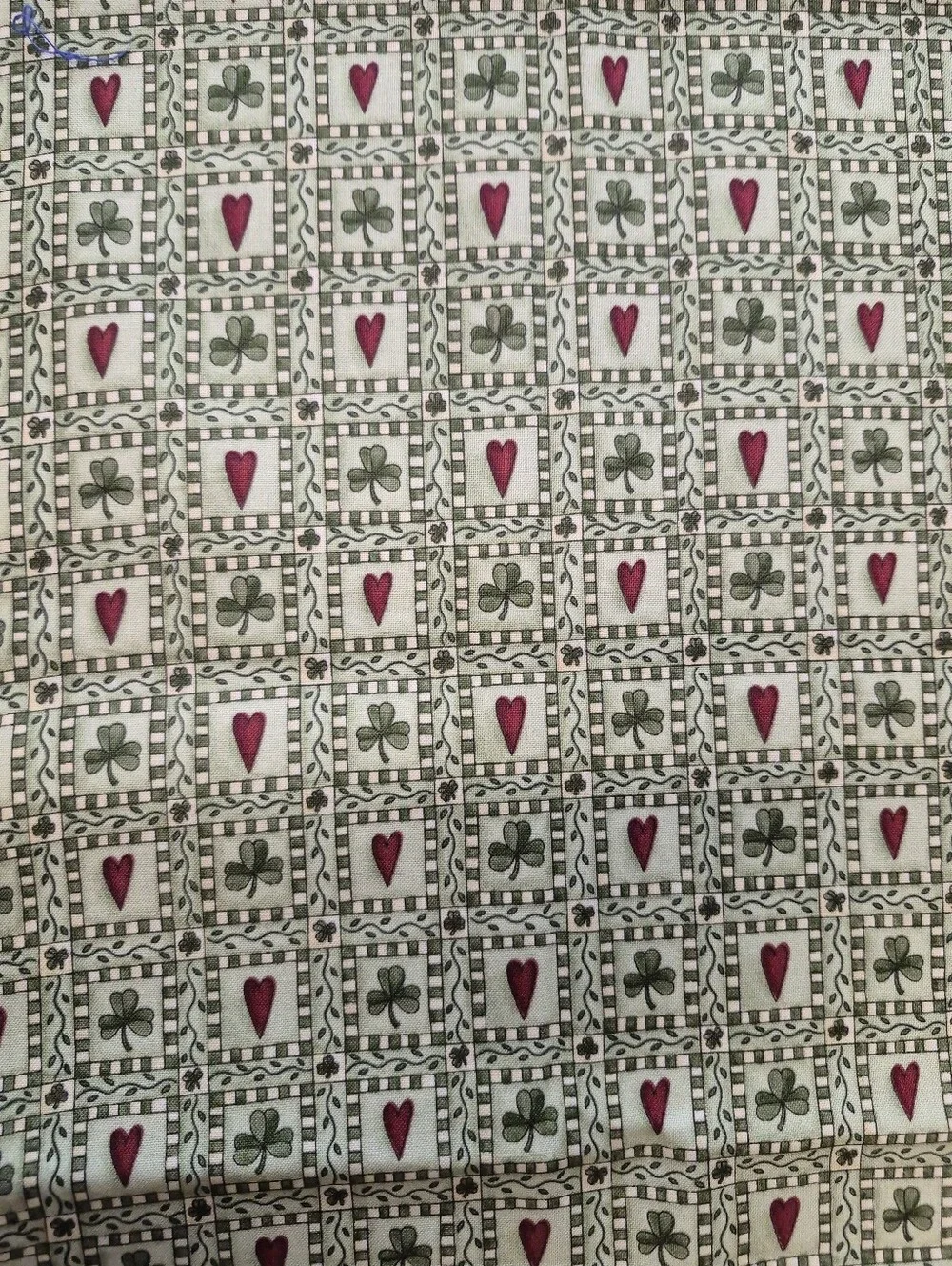Debbie Mumm Mumms the Word Hearts & Clovers Cotton Fabric 1 Yard